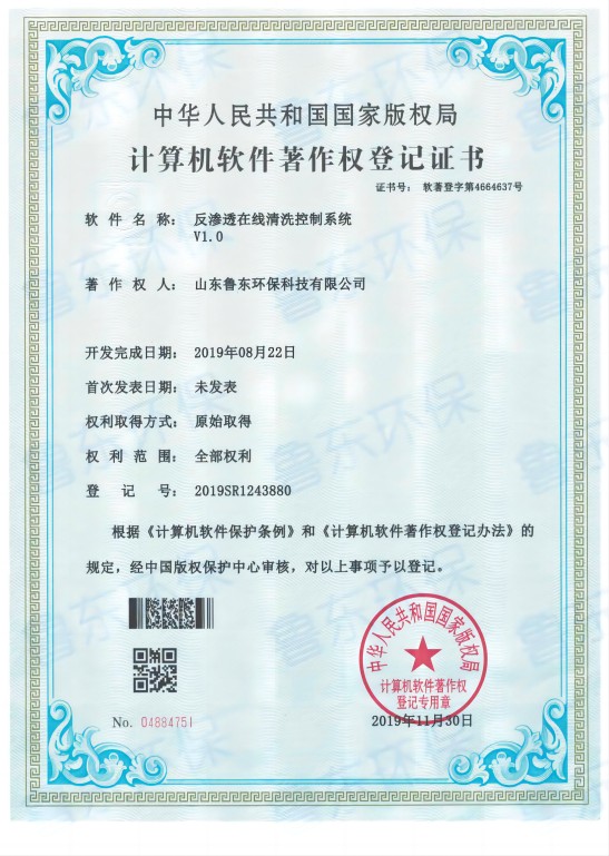 反滲透（tòu）清洗係統軟著